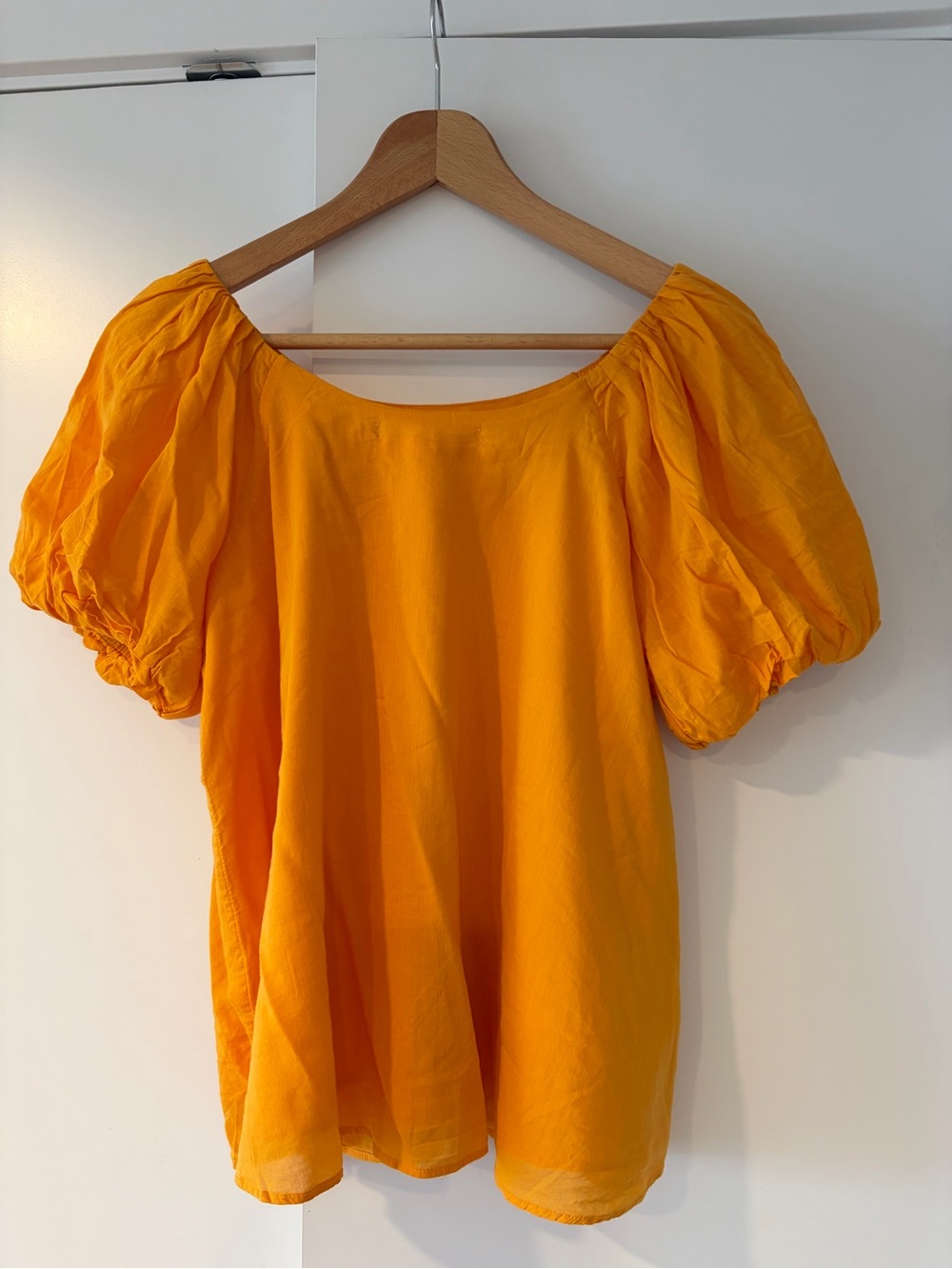 Anthropologie Bright Orange Puff Sleeve Blouse